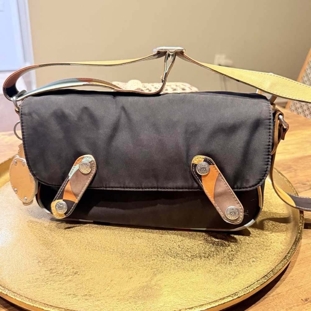 Kipling Morgan Black Nylon W/Multi-Color Trim Small Clutch/Shoulder Bag
